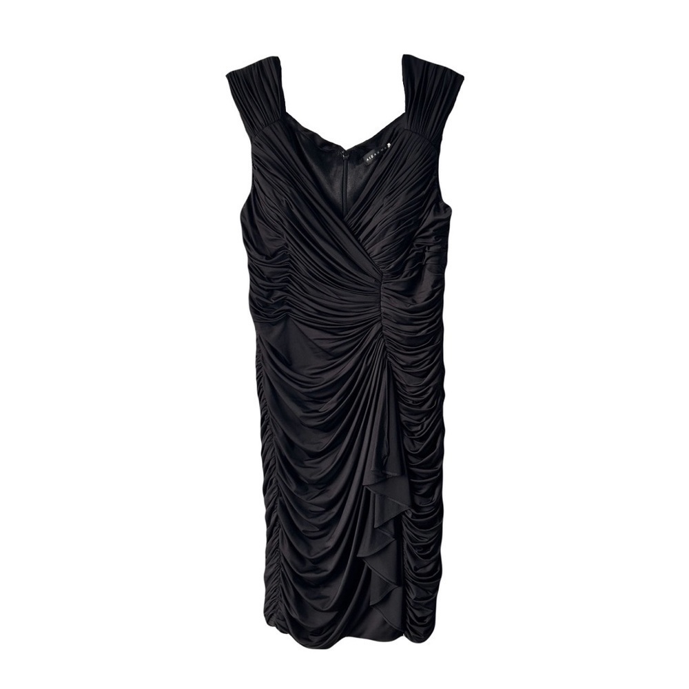 Aidan Mattox Black Ruched Sleeveless Mini Dress Sz 8
